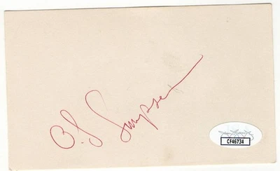 O.J. Simpson Signed Autographed Index Card Bills Trojans Vintage JSA CF46734 - Image 1 of 2