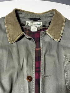Vintage LL Bean Mens Field Coat Chore Barn Canvas Jacket XXL Tall Flannel Liner - Picture 1 of 15