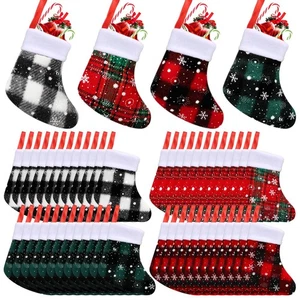 48 Piezas Mini Medias de Navidad Buffalo Cuadros Copo de Nieve Medias con Felpa... - Imagen 1 de 6