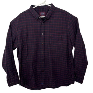 UNTUCKit Rully Flannel Shirt Plaid Long Sleeve 41274 Mens Size 2XL Dark Red Navy - Picture 1 of 7