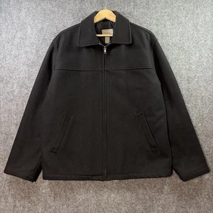 VTG OLD Navy Full Zip Harrington Jacket Mens M Wool  Black Quilt Lined Y2K - Picture 1 of 14