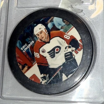 ERIC LINDROS PHILADELPHIA FLYERS VINTAGE AÑOS 90 LITOGRAFÍA DISCO NHL Foto 1 de 2