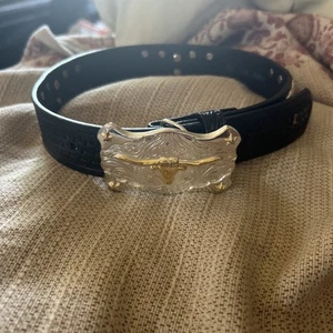 Tony Lama Kids LONG HORN LITTLE TEXAS Western Leather Belt USA Size 22 C60123 - Picture 1 of 4