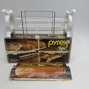 Vintage Corning Pyrex bake a round french tube bread maker, Instr., Rack & Box - Photo 1/3