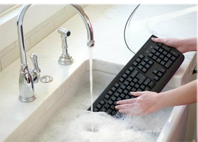 New WASHABLE Waterproof Kensington Wired Keyboard (black) K64407US - Image 1 of 4