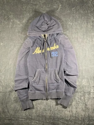 Sudadera con capucha vintage azul desteñido Y2K para mujer mediana Abercrombia & Fitch doble cremallera Foto 1 de 4