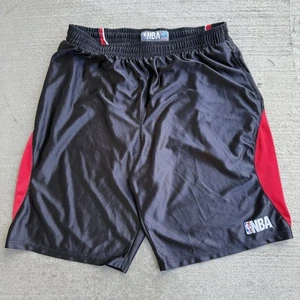 Vintage NBA Black Red Basketball Shorts Dazzle Shiny Baggy Silky XL NBA Logoman - Picture 1 of 7
