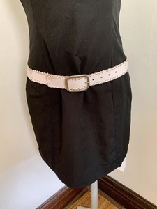 Weißer Ledergürtel Spitze Peitschenstich Akzent massive Messingschnalle 39" Western Boho - Bild 1 von 13