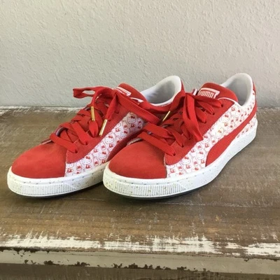 Hello Kitty X Puma Red Suede Sneakers Women's Size 7 Kawaii Streetwear Harajuku - Image 1 of 4