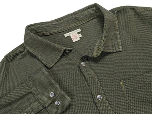 Carbon 2 Cobalt Basket Weave Shirt Men XL Olive Green Long Sleeve Button Up Knit - Picture 1 of 14