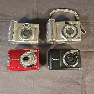 Canon Powershot Lote De 4 A480, A800, A540, A80 - PARA REPUESTOS O REPARACIÓN - LEER - Imagen 1 de 20