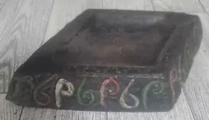 Vintage or Antique Rhombus Shaped 2 Notch Hand Made Clay Ashtray Made in Japan. - Picture 1 of 8