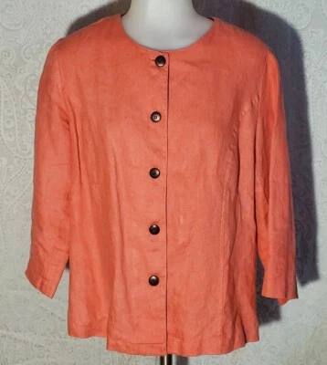 Chaqueta Blazer Mujer JM Collection Rosa 100% Lino Mangas 3/4 Talla 8P Foto 1 de 4