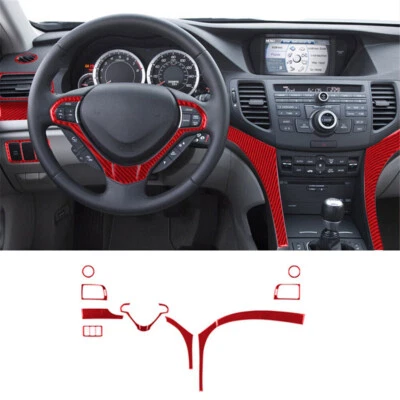 Kit de painel de instrumentos de fibra de carbono vermelho 10X acabamento de capa para Acura TSX 2009-2014 - Imagem 1 de 4
