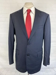 Oxxford Clothes Men's Navy Blue Striped Blazer 42R $1,195 - Picture 1 of 9