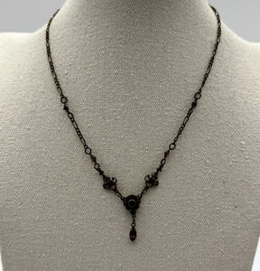 Vtg Kenny Ma Necklace Floral Bronze Tone Faux Champagne Topaz San Francisco 16" - Picture 1 of 19
