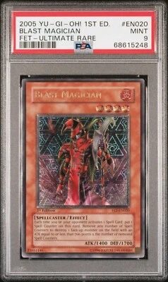 2005 YUGIOH 1ST ED FET-EN020 BLAST MAGICIAN ULTIMATE RARE PSA 9 MINT - Image 1 of 2