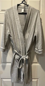 Liz Claiborne Damen Bademantel Gürteltaschen grau Waffelmuster knielang Large " - Bild 1 von 7