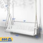 5ft Wooden Roll Bench Porch Swing With Hanging Chains For Courtyard & Garden