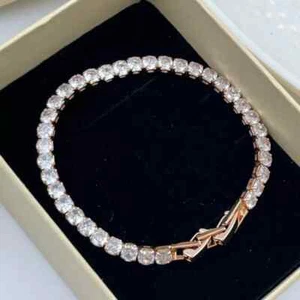 3CT Round Cut Lab Created Diamond Solitaire Tennis Bracelet 14K Rose Gold Plated - Picture 1 of 3