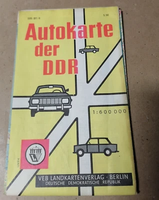 VEB Tourist Verlag DDR East Germany vintage folding Road Map 20 panels - Image 1 of 4