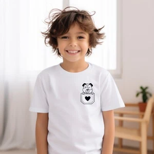 Cute Puppy Dog in Pocket Kids Unisex T-shirt Cotton Birthday Gift Funny Pets - Picture 1 of 13