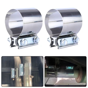 Acoplador de manguito de abrazadera de escape de banda de junta a tope de acero inoxidable T-304 de 2 piezas - Imagen 1 de 10