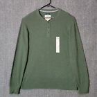 St. John's Bay Shirt Mens L Green Super Soft Henley Thermal Waffle Knit Pullover