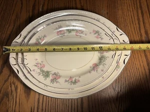 3 Vintage Homer Laughlin Georgian Heather Rose Serving Platter Set Large Size - Picture 1 of 10