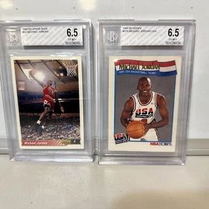 Michael Jordan 2 Card Lot #23 1992 Upper Deck #579 1991 Hoops USA GRADED BGS 6.5 - Bild 1 von 5