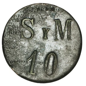 SPAIN (?) Countermarks S Y M 10 Uniface Token with Countermarks - Picture 1 of 2