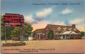 KNOXVILLE, Tennessee Postkarte HIGHLANDS GRILL Highway 70 Straßenleinen / 1955 - Bild 1 von 2