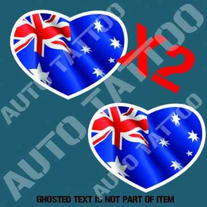 HEART W/ AUSTRALIA FLAG DECAL STICKER X2 PATRIOTIC AUSTRALIANA DECALS STICKERS - Picture 1 of 1