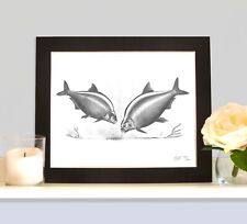 BREAM Fishing Fish Art Print Drawing Picture MOUNTED Present Gift For Angler