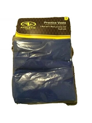 Athletic Works 2 Piece Youth Size Practice Vests Black & Blue Practice Jerseys - Image 1 of 2