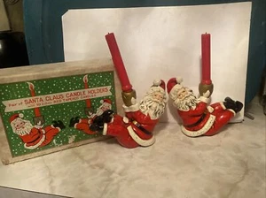 Vintage Japan Santa Claus Christmas Candleholders Candle Holder original box 8” - Picture 1 of 9