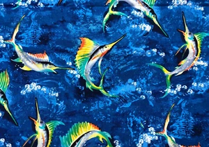 Sailfish Fishing Fabric Timeless Treasures.  OOP BTFQ - Picture 1 of 3