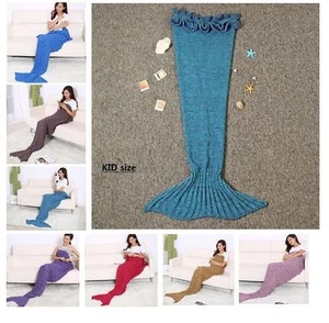 Handmade Cocoon Crocheted Mermaid Tail Sofa Blanket Knit Lapghan Beach Quilt Rug - Picture 1 of 16