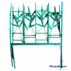 De colección 1970 Plegable Metal Verde Hoja de Bambú Revista Estante Asiático Japonés MCM Decoración - Imagen 1 de 3