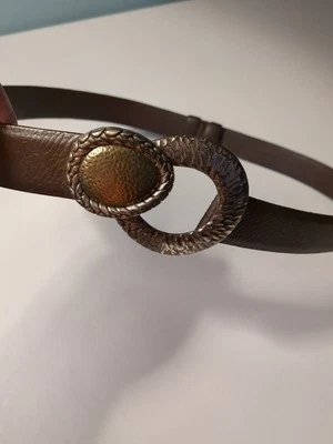 Chico's 尺寸 M/L 腰带可调节深棕色鹅卵石真皮 — 第 1/4 张图片