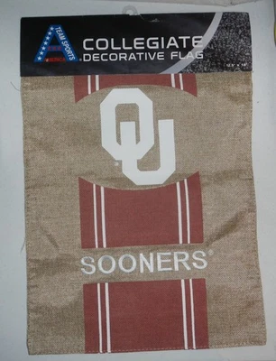 University of Oklahoma OU SOoners Burlap Garden Yard Flag 12.5”x18” 2-Sided - Image 1 of 3