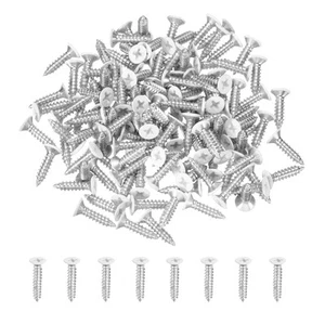 120Pcs ST4x16mm White Countersunk Head Self Tapping Screws for Metal, Silver - Picture 1 of 6