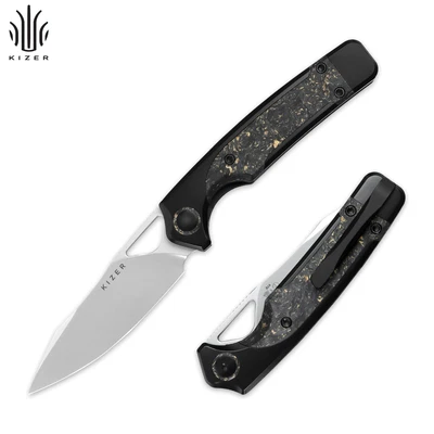 Kizer Ara 折叠 EDC 口袋刀 S45VN 刀片 钛和碳纤维手柄 — 第 1/4 张图片