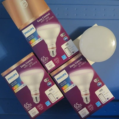 Set of 4 Phillips Wiz© 65W Full Color LED Bulbs; BD30, WiFi® controlled - Image 1 of 3