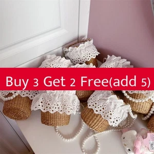 Stylish Summer St Buet Bag For Kids With Sweet Pearls And Lace Detail - Picture 1 of 9