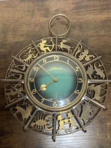 Antike Vintage Messing Uhr zum Aufziehen Atlanta German Zodiac. Getestet, funktioniert! B1 - Bild 1 von 11