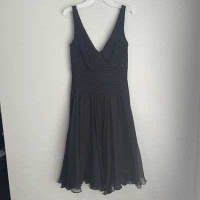 Vestido de fiesta de cóctel de seda de la colección Tadashi Shoji talla 10 plisado de gasa Foto 1 de 4