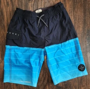 Rip Curl Big Boys LAY DAYS Board Swim Trunks Shorts Mesh Lined, Blue Striped, 6 - Picture 1 of 6