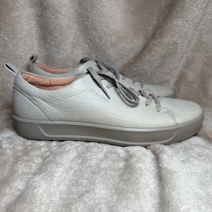 Zapato de golf Ecco Soft Hydromax para mujer 9 gris cuero con cordones zapatillas deportivas - Imagen 1 de 8