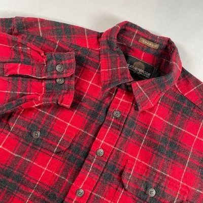 WEATHERPROOF Chamois Red Black Plaid Flannel Shirt Men L Long Sleeve Heavyweight - Image 1 of 4